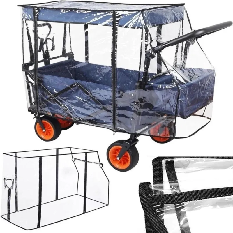 Hopfällbar vagn med transparent regnskydd och dragkedja, idealisk för barn och strandutflykter CDON Begränsad tid